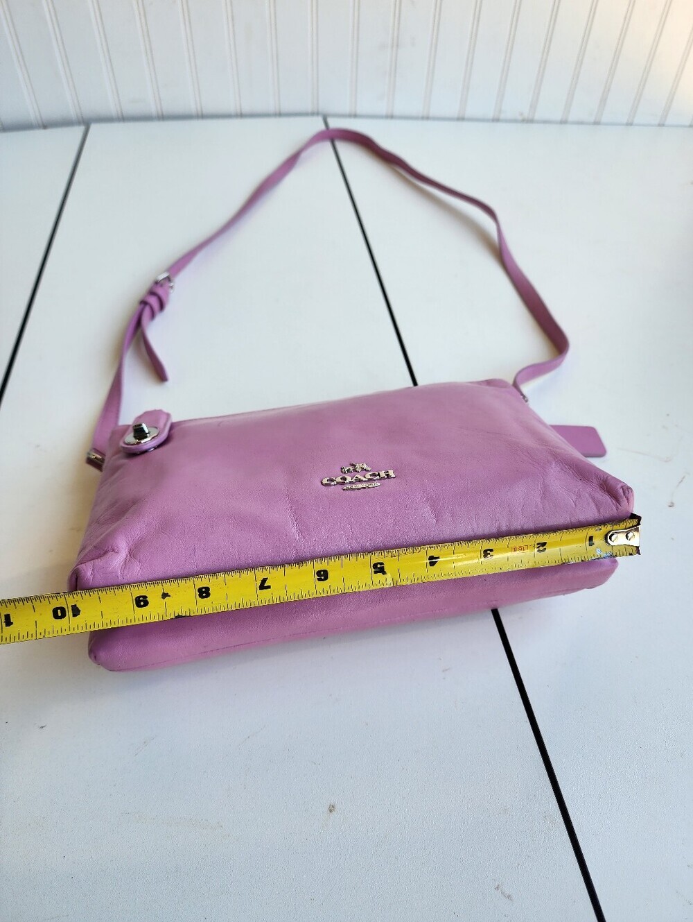 Coach Crosby Crossbody Bag Double Zip Pink Calf Leather 10"x6" - Picture 13 of 16